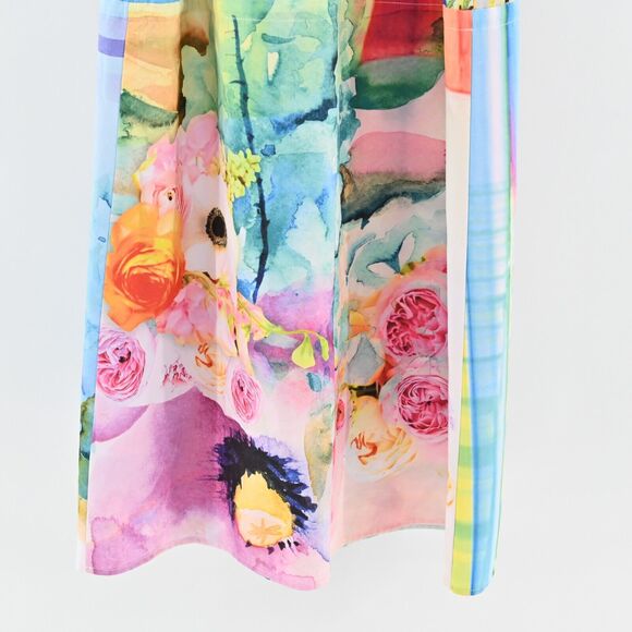 CLOVER CANYON Dress Size S Fluorescent Rose Print Mini Sleeveless Tie Waist - Picture 7 of 12